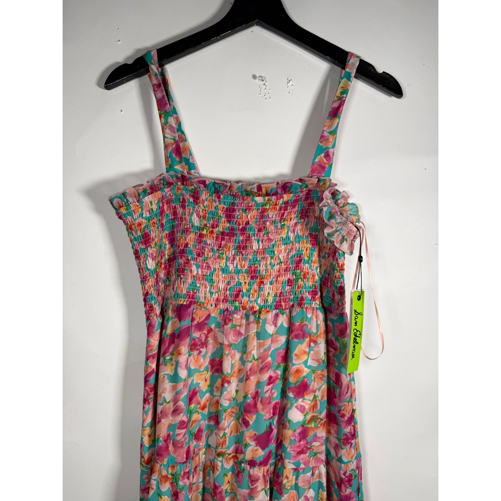 Sam Edelman Smocking Tier Dress Pink Multi Floral Maxi Size 10 41S083 NEW - Picture 2 of 10